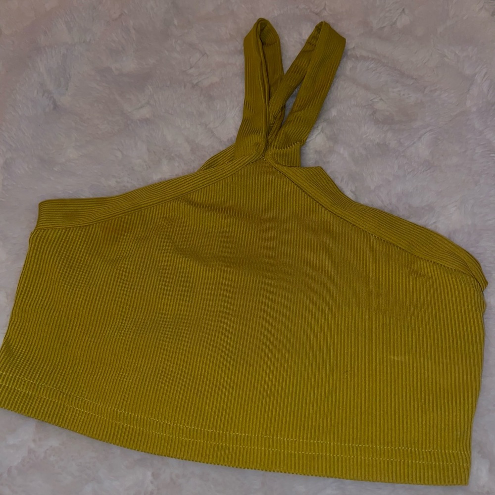 Green X Neck Crop Top